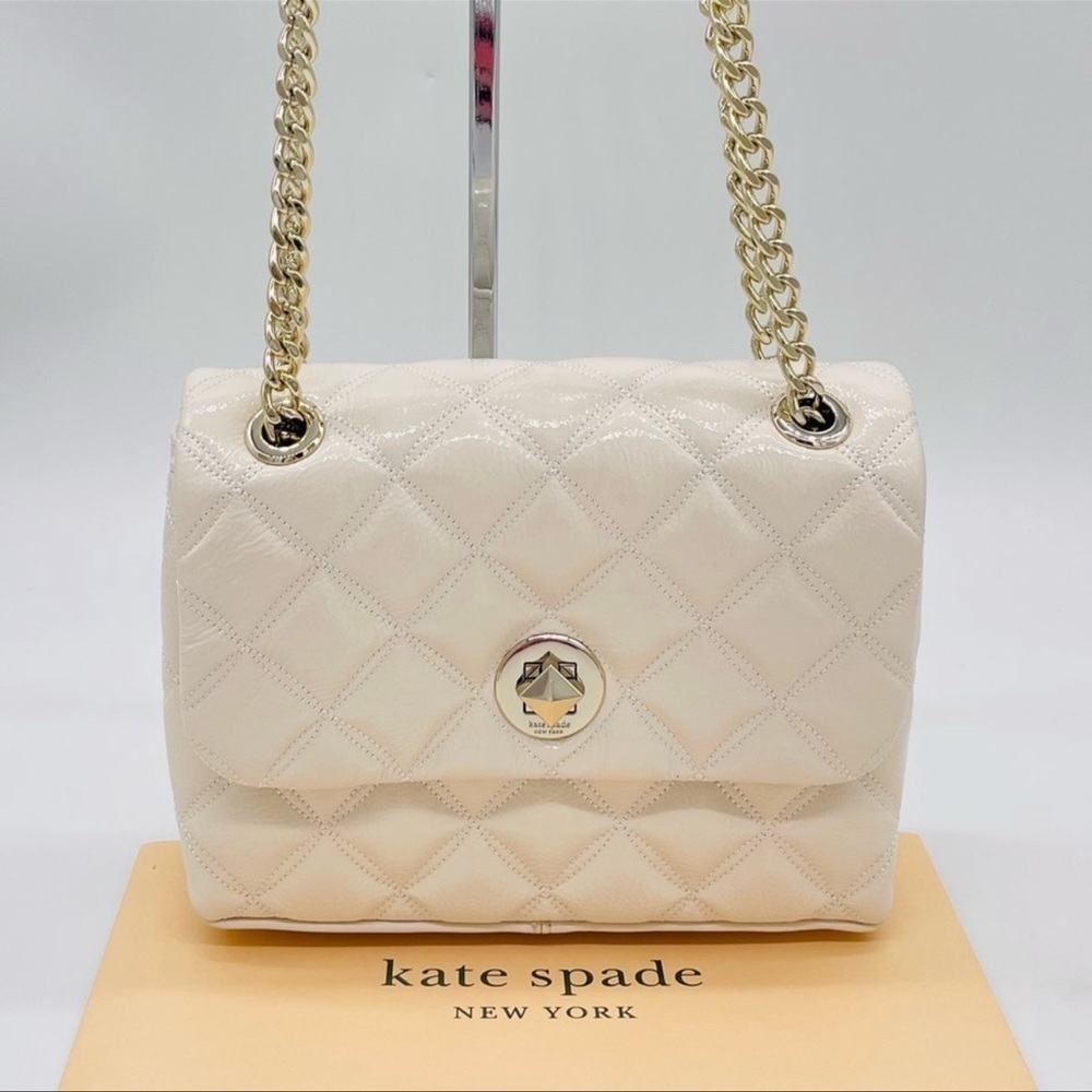 Kate Spade Natalia Quilted Crinkle Patent Small Flap Crossbody Bag